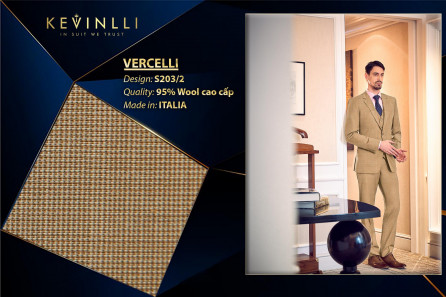 S203/2 Vercelli CVM - Vải Suit 95% Wool - Nâu Trơn